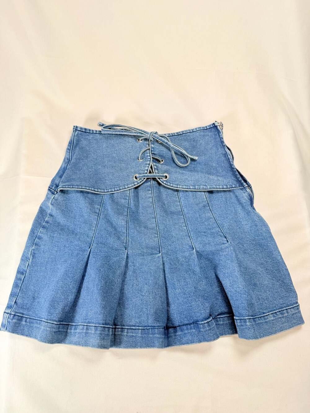 Y2K Coquette BDG Urban Outfitters Lace-Up Front Pleated Denim Mini Skirt Medium